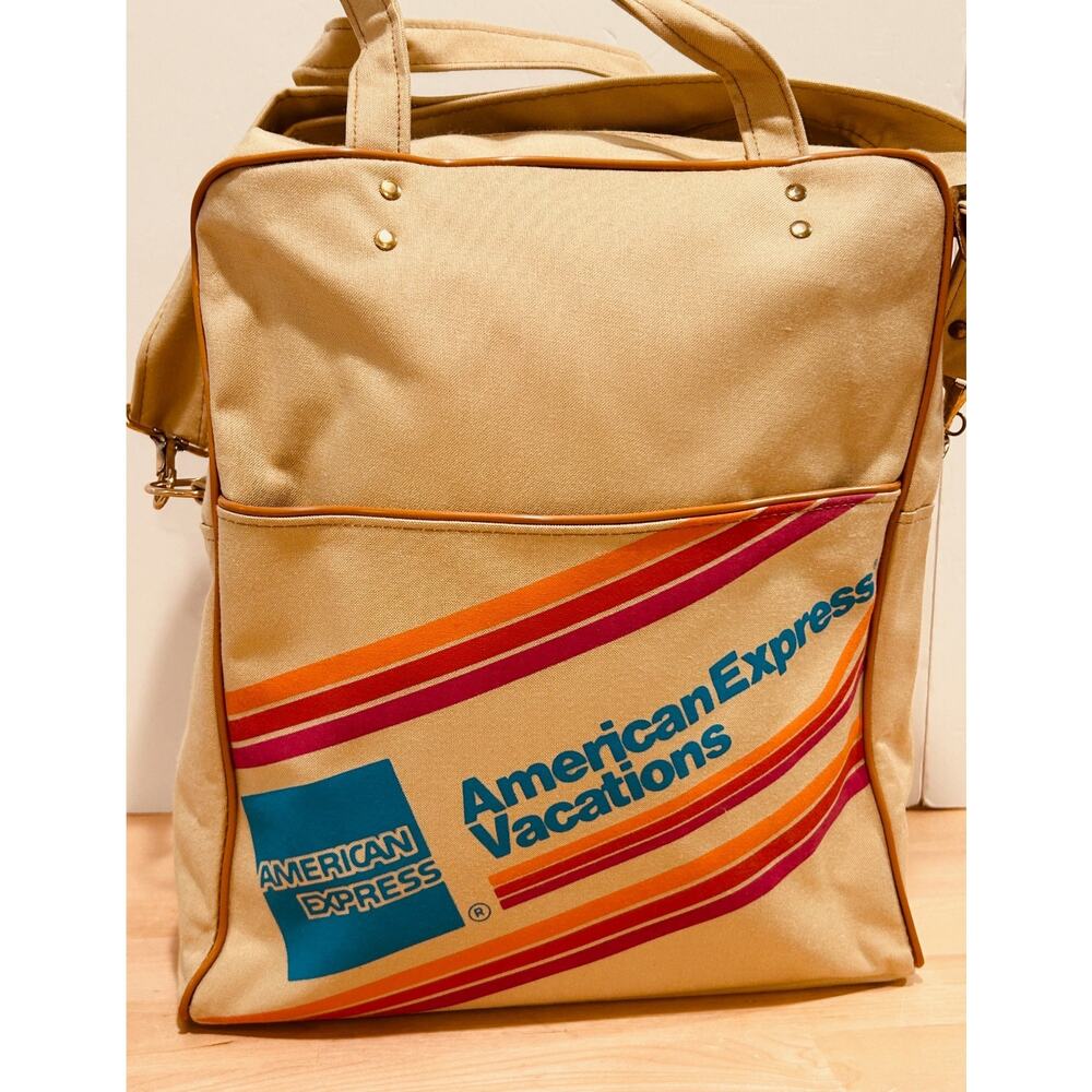 Vintage American Express Vacations Bag Canvas Travel Duffle Carry On Retro 70s